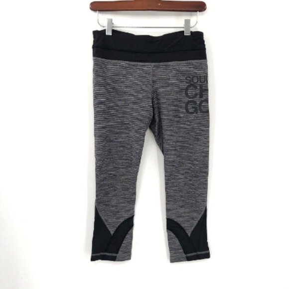 LULULEMON Run: Inspire Crop Legging Soulcycle Chicago Stretch Active Pant Stripe - Picture 1 of 9